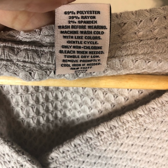 So Thermal Waffle Knit Hooded Top Sz S Peplum Beach Casual Boho Beige Sweatshirt - Picture 9 of 9